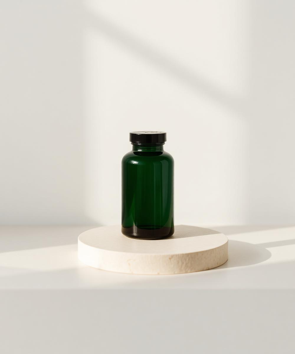 Vitalis supplement bottle on a stone surface